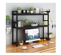 GOOPEEG Libreria Scaffale Ufficio, Cucina, Scaffale Da Scrivania Con Struttura In Acciaio E Scaffali In Legno. Per Computer Industriale(Black)