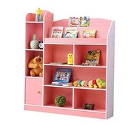 GOOPEEG Libreria Scaffale Ufficio, Cucina, Scaffale Per Libri A Più Strati Libro Illustrato Per La Casa Scaffali Per Semplici Per Scuola Elementare Con Anta Dell'armadio Industriale(Pink)