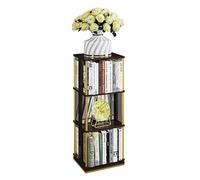 GOOPEEG Libreria Scaffale Ufficio, Cucina, Scaffale Per Libri Girevole A 360° Per In Metallo In Legno Per In Piedi Scaffali Per Soggiorno Ufficio Industriale(A-Black,3 Tier)