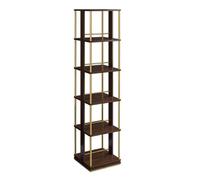 GOOPEEG Libreria Scaffale Ufficio, Cucina, Scaffale Per Libri Girevole A 360° Per In Metallo In Legno Per In Piedi Scaffali Per Soggiorno Ufficio Industriale(A-Black,5 Tier)