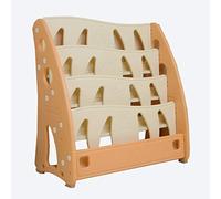 GOOPEEG Libreria Scaffale Ufficio, Cucina, Scaffale Per Libri In Plastica A 4 Livelli Per Illustrati Per La Casa Da Pavimento Scaffali Per Librerie Semplici Multistrato Industriale(Oranje)