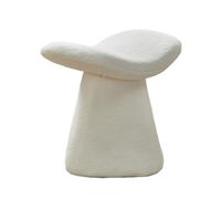 GOOPEEG Ottomano Moderna Poggiapiedi Con Seduta Imbottita Teddy Velvet Dressing Chair Curva Sgabello per Divano(White)