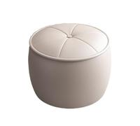 GOOPEEG Ottomano Moderna Poggiapiedi In Pelle, Sgabello Rotondo, Versatile E Comodo For La Casa Sgabello per Divano(White)