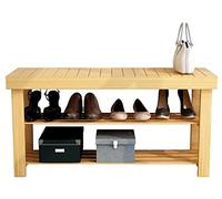 GOOPEEG Scarpiera Ingresso, Scarpiera Sgabello Bambù Panca Organizzatore Appendiabiti Ingresso Scaffale Elegante Espositore