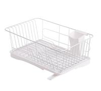 GOOPEEG Scolapiatti,Portautensili Ferro Plastica Ciotola Piatto Tazza Posate Scolapiatti Scaffale Portaoggetti Organizer Per Utensili Da Cucina Organizer Cucina Moderno(White)