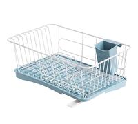 GOOPEEG Scolapiatti,Portautensili Ferro Plastica Ciotola Piatto Tazza Posate Scolapiatti Scaffale Portaoggetti Organizer Per Utensili Da Cucina Organizer Cucina Moderno(Blue)