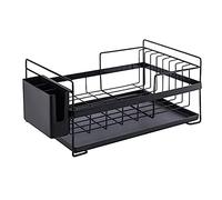 GOOPEEG Scolapiatti,Portautensili Organizer Per La Conservazione Della Cucina Scolapiatti Stendino Da Vassoio Porta Lavello Per Stoviglie Organizer Cucina Moderno(Black)