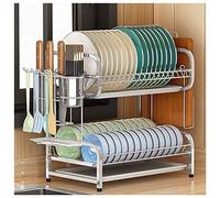 GOOPEEG Scolapiatti,Portautensili Scolapiatti A 2 Livelli In Acciaio Inossidabile Con Vassoi In Plastica Rimovibili Organizzatore Portaposate Da Cucina Organizer Cucina Moderno