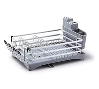 GOOPEEG Scolapiatti,Portautensili Scolapiatti Da Cucina In Alluminio, Ripiano Portaoggetti, Organizer Organizer Cucina Moderno(Gray)