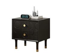 GOOPEEG Tavolino da Caffè, Comodino, Comodino A Due Cassetti, Creativo Intagliato, Retrò Soggiorno(Black)