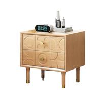 GOOPEEG Tavolino da Caffè, Comodino, Comodino A Due Cassetti, Creativo Intagliato, Retrò Soggiorno(Natural-A)