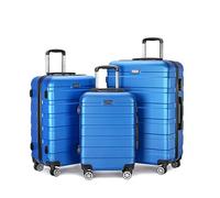 GOOPEEG Valige Set Di 3 Pezzi In ABS Per Valigie Con Spinner Di Blocco 20 Pollici 24 Pollici 28 Pollici, Bagagli Leggeri Per Viaggi Luggage(Blue)