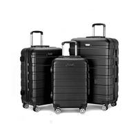 GOOPEEG Valige Set Di 3 Pezzi In ABS Per Valigie Con Spinner Di Blocco 20 Pollici 24 Pollici 28 Pollici, Bagagli Leggeri Per Viaggi Luggage(Black)