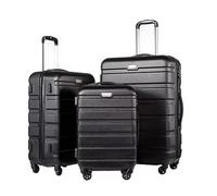 GOOPEEG Valige Set Di Valigie In ABS Da 3 Pezzi Con Serrature, Include Valigie Spinner Da 20", 24", 28" Luggage(Black)