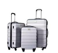 GOOPEEG Valige Set Di Valigie In ABS Da 3 Pezzi Con Serrature, Include Valigie Spinner Da 20", 24", 28" Luggage(Blue,Silver)