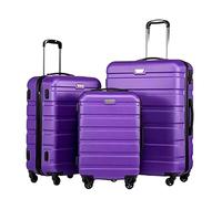 GOOPEEG Valige Set Di Valigie In ABS Da 3 Pezzi Con Serrature, Include Valigie Spinner Da 20", 24", 28" Luggage(Purple)