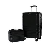 GOOPEEG Valige Set Di Valigie Per Valigie Carry On ABS + PC Spinner Trolley, Bagagli Da Viaggio Durevoli Luggage(Black,24+14in)