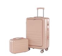 GOOPEEG Valige Set Di Valigie Per Valigie Carry On ABS + PC Spinner Trolley, Bagagli Da Viaggio Durevoli Luggage(Pink,24+14in)