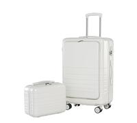 GOOPEEG Valige Set Di Valigie Per Valigie Carry On ABS + PC Spinner Trolley, Bagagli Da Viaggio Durevoli Luggage(White,24+14in)