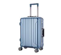 GOOPEEG Valige Trolley In Lega Di Alluminio Valigie Classiche A Strisce Spesse Bagagli Durevoli Portatili Luggage(A,20inch)