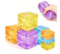 Goorder 4 Pièces Cubo Squishy, Cubo Squishy Fidget Sensoriel, Cristal de Paillettes, Giocattolo a Premere Ritorno Resistente alla Quaresima, Anti ansia, Regalo Anti Stress per Bambini e Adulti