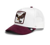 Goorin Bros. Berretto Trucker The Farm Eagle, bianco e granata, toppa ricamata con aquila Represent, microcamoscio