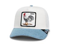 Goorin Bros. Rooster Fan Institution Ball Club Gallo Design in Denim Bianco Azzurro Berretto da Camionista Regolabile