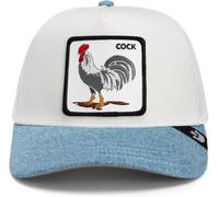 Goorin Bros. Rooster Fan Institution Ball Club Gallo Design in Denim Bianco Azzurro Berretto da Camionista Regolabile