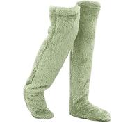 Goose down Knee Socks for Christmas, Soft Cozy over the Long Tube Sock, Christmas Plush Stocking, Cold Weather (Turquoise)