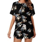 Goose Ducks Car Stampato Delle Donne Pigiama Set Manica Corta Camicia E Pantaloncini 2 Pezzi Loungewear Sleepwear, Stile:, L