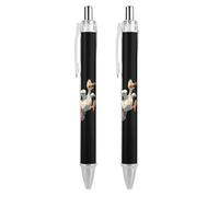 Goose Ducks - Penna a sfera con stampa auto, retrattile, inchiostro nero, per ufficio e casa, 2 pezzi