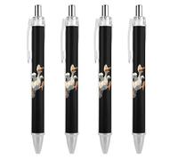 Goose Ducks - Penna a sfera con stampa auto, retrattile, inchiostro nero, per ufficio e casa, 4 pezzi