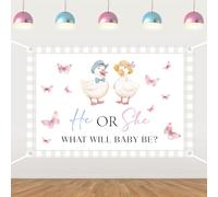 Goose Gender Reveal Decorazioni Tema Oca Sciocca Lui o Lei Cosa Sarà Baby Be Sfondo Banner Fattoria Animali Fotografia Sfondo per Ragazzo o Ragazza Sesso Rivela Festa Baby Shower Forniture 1,5 x 0,9 m