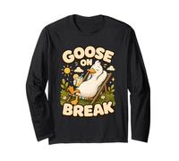 Goose On Break Umorismo Oca Giardino Relax Maglia a Manica