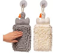 Goose Shape Chenille Hand Towels - 2 Pieces Soft Cute Puff, Kitchen Cleaning Cloth, Absorbent Hand Towel Set For Multi Purpose Wiping Stoves Tables Glasses, Ideal For Home Dog Puppy Cat Bunny Fruit K