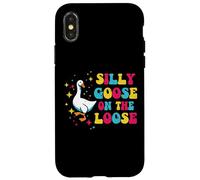 Goose Silly On The Loose Groovy Retro Animal Donne Uomini Bambini Custodia per iPhone X/XS