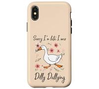 Goose Sorry Im Late Dilly Dallying Divertente Donne Ragazze Bambini Custodia per iPhone X/XS