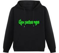 Goosebumps Green Slime Logo Long Sleeve Hoody with Pocket Sweatershirt Hoodie Black 3XL