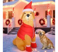 GOOSH 1,5 m Gonfiabili di Natale per cani decorazioni esterne cappello di Natale cappello di Natale cane indossare giù cappotti con LED integrati per feste di festa interni giardino prato decorazione