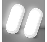 GOOSKI 2 Pezzi Plafoniera LED 18W 1710LM IP65 per Sottoscala e Ambienti Umidi, Lampada da Parete Ovale 4000K Bianco Neutro, per Corridoio Cantina Bagno Garage Giardino Balcone