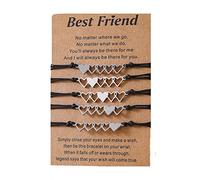 GOOTHDY 5 Braccialetti Coordinati per Sorelle Migliore Amica per Amicizia Cuore Bracciale con Carta a Lunga Regalo per Ragazze Donne Ciondolo con Carta Buon