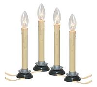 Goothy - Lampada a candela elettrica da 17 cm, con attacco elettrico a candela, con base in ferro nero, 7 W, C26, candelieri da 7 cm, con interruttore on/off, colore: avorio, confezione da 4