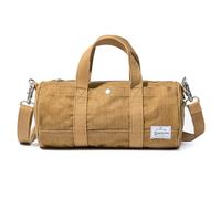 GOOTIUM Borsa a tracolla compatta - Borsa a tracolla in tela e organizer da viaggio - Mini tote stile cilindrico vintage, borsa a botte piccola, Cammello, Small, Borsa a tracolla stile barile