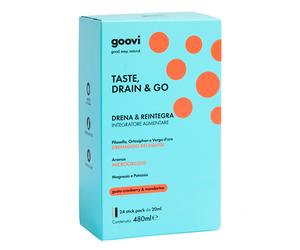 Goovi Integratori Alimentari TASTE, DRAIN & GO Drena e Reintegra - Cranberry & Mandarino 24 x 20ml - Integratore Drenante