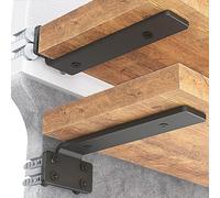 Goovilla Shelf Bracket, Heavy Duty Floating Shelf Brackets 6 inch Long, 6 Pack Brackets for Shelves, Black Coated Metal Wall Shelf Support Brackets with 1/5 Inch Thick and 160 lb. Load Capacity