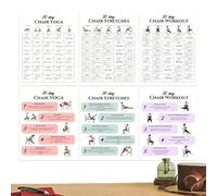 Goowafur Tabella Di Yoga Con Sedia - 6 Pezzi Forniture Per Allenamenti Di 30 Giorni,Poster delle Posizioni Yoga,Per Viaggio, Mattina, Lavoro, Famiglia, Amici, Sport, Palestra, Principianti,