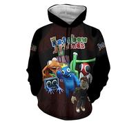 Gooyeh Anime Game Felpe con cappuccio Amici Arcobaleno 3D stampate pullover Felpa carina in stile cartone animato casuale Costume sciolto caldo Felpe con cappuccio per ragazzi e ragazze, 120