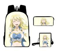 Gooyeh Fairy Tail Zaino - Gioco Anime, borsa a tracolla, Lucy Heartfilia, Erza Scarlet, zaino giornaliero, zaino anime, borsa per studenti, set da 3 pezzi, Tipo 3, 40 * 30 * 13 cm