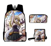 Gooyeh Fairy Tail Zaino - Gioco Anime, borsa a tracolla, Lucy Heartfilia, Erza Scarlet, zaino giornaliero, zaino anime, borsa per studenti, set da 3 pezzi, Tipo 4., 40 * 30 * 13 cm