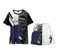 Gooyeh Pantaloncini da spiaggia Blue Lock T-shirt e pantaloncini Set Chigiri Hyoma/Bachira Meguru Anime Pantaloni da surf Casual Quick Dry Shorts Stampa 3D Casual Running Gym Shorts S-4XL, Seishiro